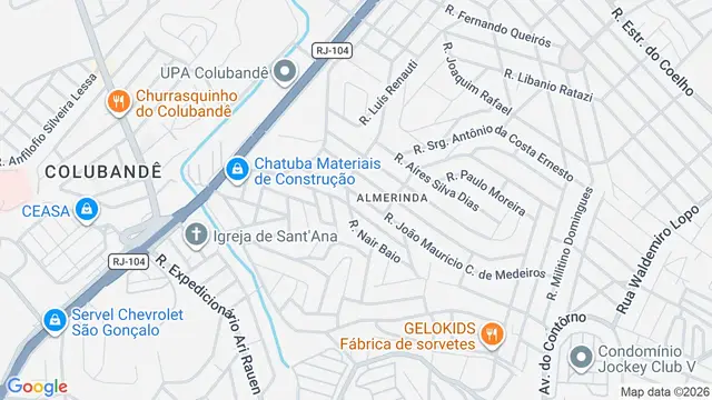 Mapa do bairro Almerinda, São Gonçalo - RJ