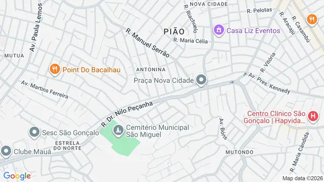 Mapa do bairro Antonina, São Gonçalo - RJ