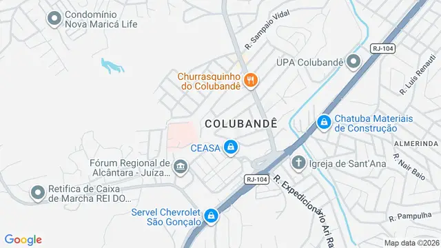 Mapa do bairro Colubande, São Gonçalo - RJ