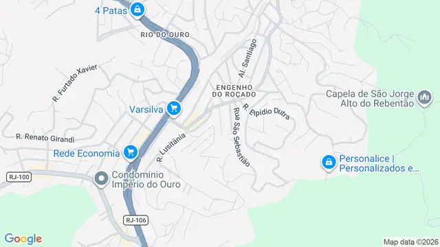 Mapa do bairro Engenho do Roçado, São Gonçalo - RJ
