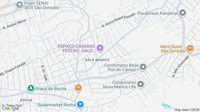 Mapa do bairro Galo Branco, São Gonçalo - RJ