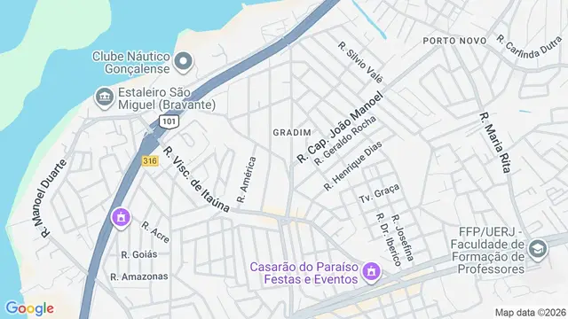 Mapa do bairro Gradim, São Gonçalo - RJ