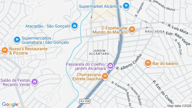 Mapa do bairro Jardim Alcântara, São Gonçalo - RJ