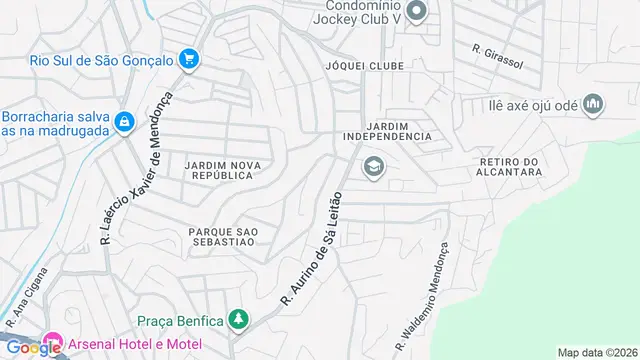 Mapa do bairro Jóquei Clube, São Gonçalo - RJ