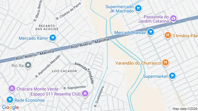 Mapa do bairro Luiz Caçador, São Gonçalo - RJ