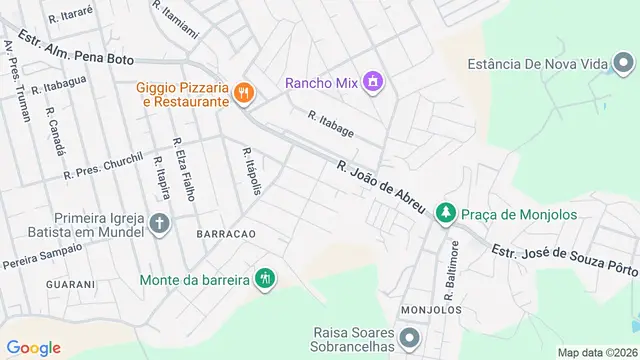 Mapa do bairro Monjolos, São Gonçalo - RJ