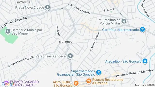 Mapa do bairro Mutondo, São Gonçalo - RJ