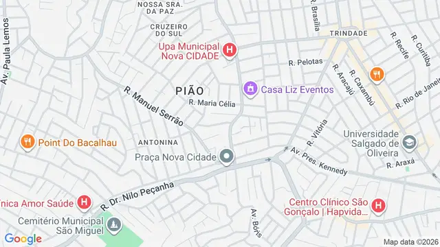 Mapa do bairro Pião, São Gonçalo - RJ