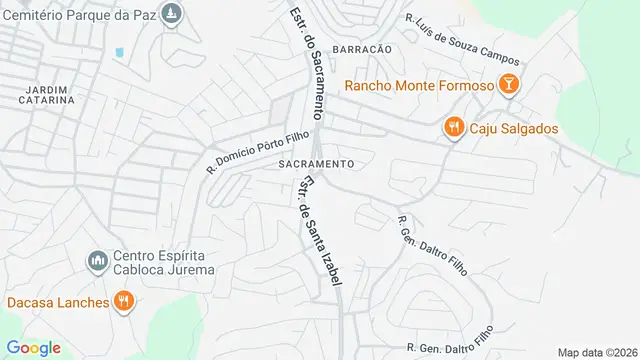 Mapa do bairro Sacramento, São Gonçalo - RJ