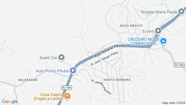 Mapa do bairro Santa Bárbara, São Gonçalo - RJ - Estrada Velha de Maricá