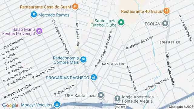 Mapa do bairro Santa Luzia, São Gonçalo - RJ
