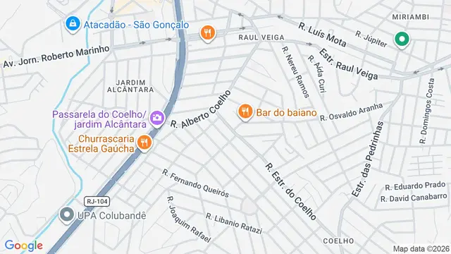 Mapa do bairro Vila Candoza, São Gonçalo - RJ