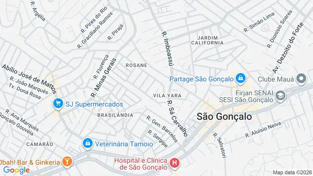 Mapa do bairro Vila Iara, São Gonçalo - RJ