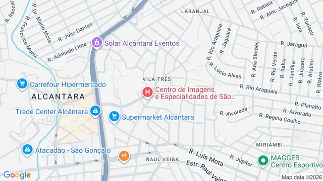 Mapa do bairro Vila Três, São Gonçalo - RJ