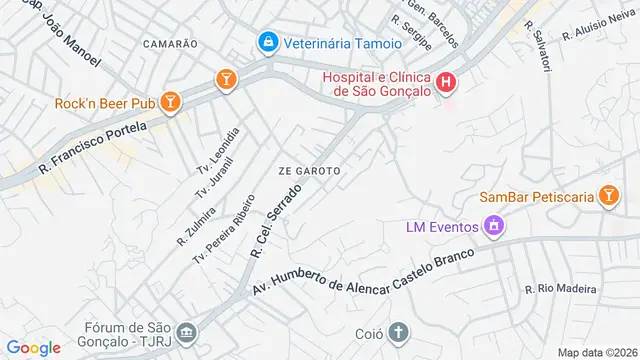 Mapa do bairro Zé Garoto, São Gonçalo - RJ